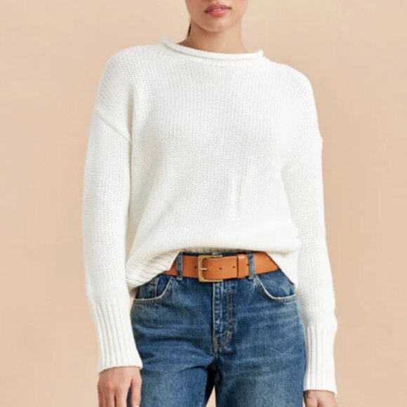 La Ligne Sweaters - La Ligne Solid Marina Sweater Ivory Size Medium